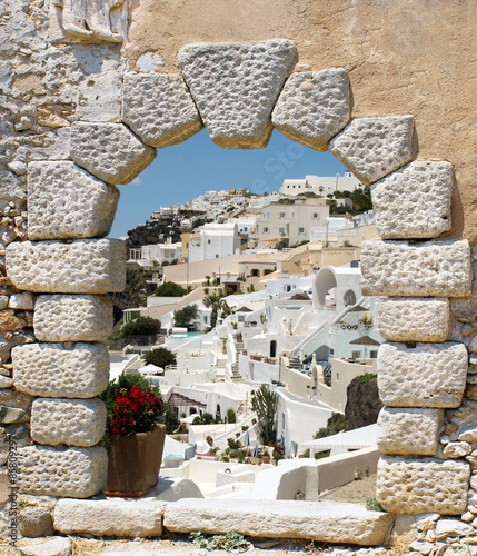 Plakat mykonos wioska grecki wiejski architektura