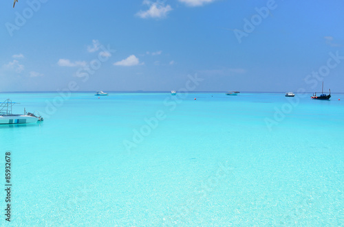 Plakat morze krajobraz plaża niebo malediwy