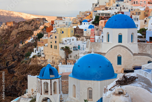 Fototapeta wyspa pejzaż niebo santorini grecja