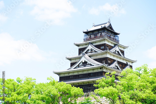 Fototapeta lato błękitne niebo stary zamek japonia