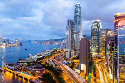 Naklejka hongkong zmierzch miejski metropolia