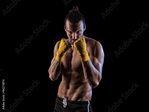 Plakat przystojny bokser boks fitness
