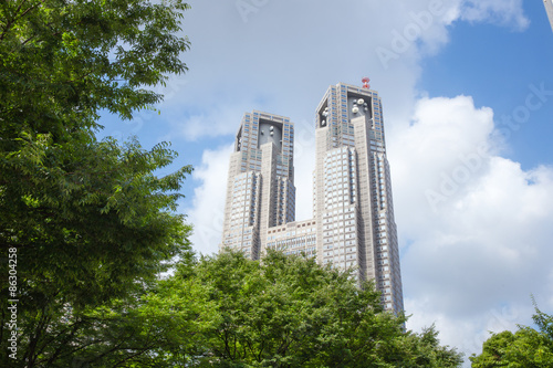 Plakat śródmieście tokio japonia niebo błękitne niebo