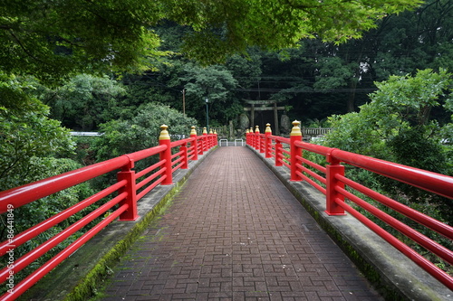 Fotoroleta most góra drewno czerwony zielony