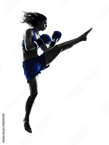 Plakat kobieta ludzie kick-boxing