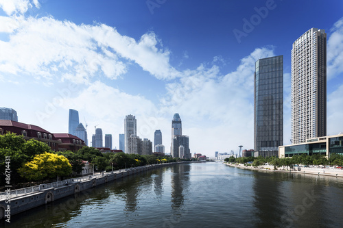 Plakat azjatycki panorama chiny architektura