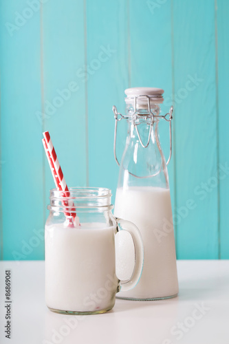 Naklejka jedzenie ładny mleko retro zdrowy