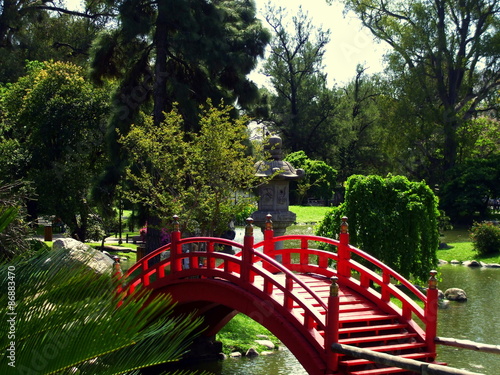 Naklejka ogród most ogród japoński park