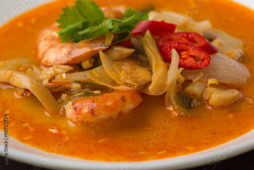 Fototapeta Spicy prawn soup