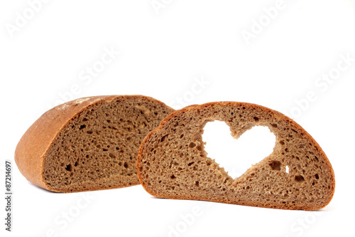 Naklejka serce jedzenie miłość skorupa kromka chleba