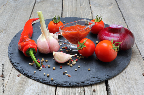 Plakat napój jedzenie pomidor pieprz warzywo