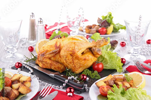Fotoroleta kurczak jedzenie stół drób