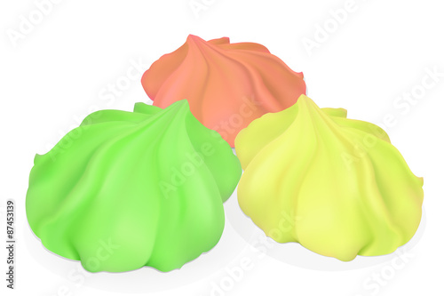 Fototapeta Set of three bright, delicious meringue. Illustration contains gradient meshes.