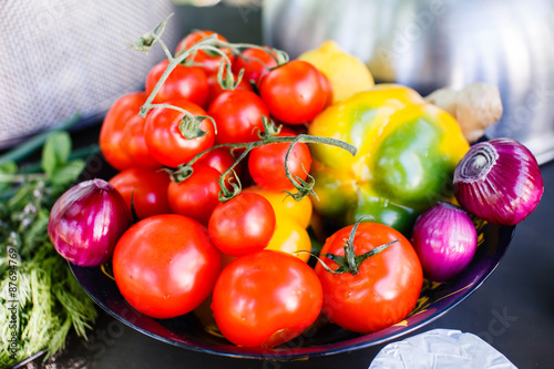 Plakat pomidor warzywo świeży żniwa lato