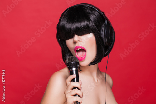 Fototapeta dziewczynka muzyka ludzie portret mikrofon