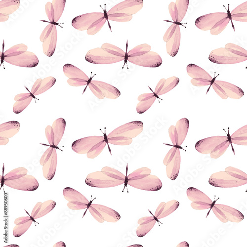 Fotofirana The pattern of butterflies. Seamless vector background. Watercolor illustration 6