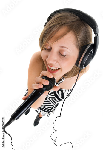 Fototapeta mikrofon dziewczynka oko muzyka kobieta
