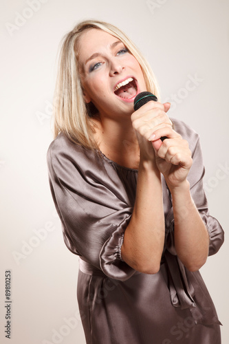 Fototapeta karaoke piękny muzyka kobieta