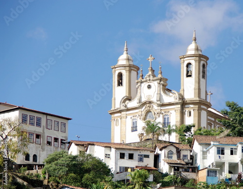 Plakat brazylia niebo kościół miasto żółty