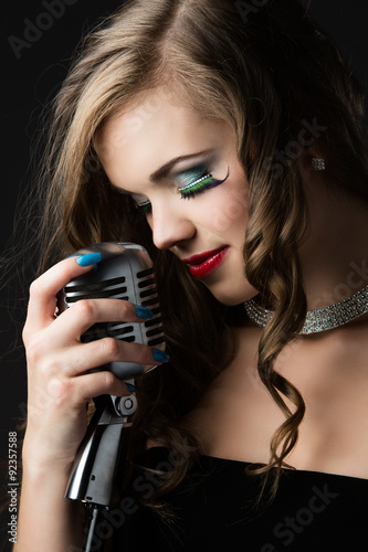 Fototapeta makijaż karaoke koncert śpiew muzyka