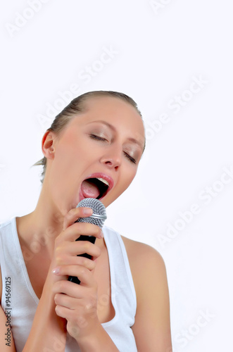 Naklejka usta mikrofon piękny ładny