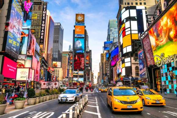 Fotoroleta Times Square i taxi