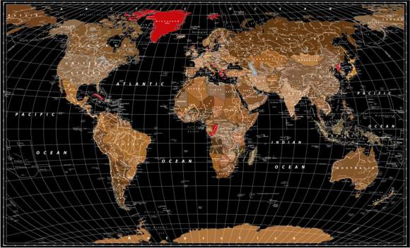 Fototapeta Czarna mapa świata
