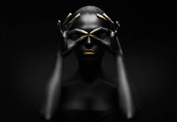 Fototapeta Portret czarno złotej kobiety
