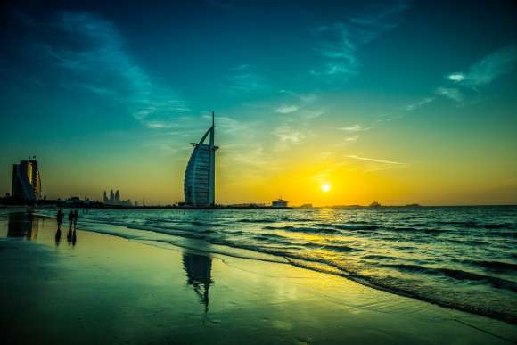 Plakat Zachód słońca w Dubaju