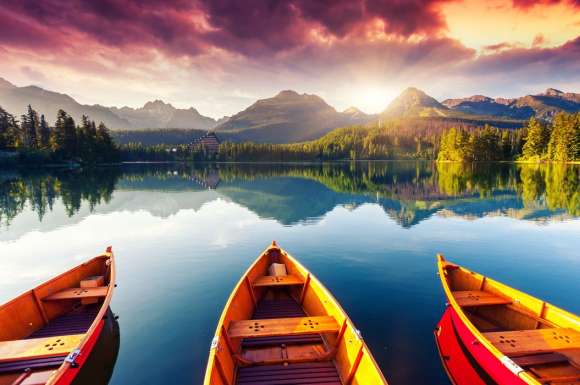 Fototapeta Widok na góry z łódki