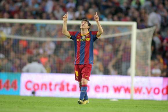 Obraz na płótnie Lionel Messi cieszy się po strzelonej bramce