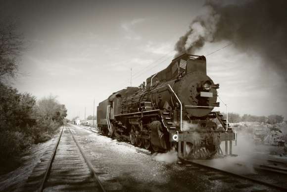 Plakat Stara lokomotywa w trasie
