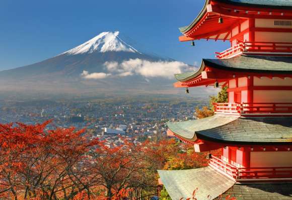 Plakat Chureito Pagoda na tle Fuji