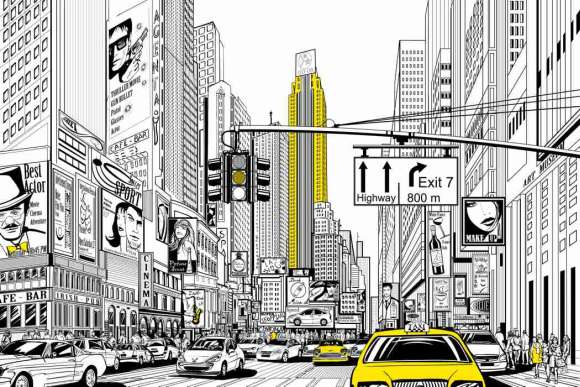 Plakat Nowy Jork z kolorowymi elementami