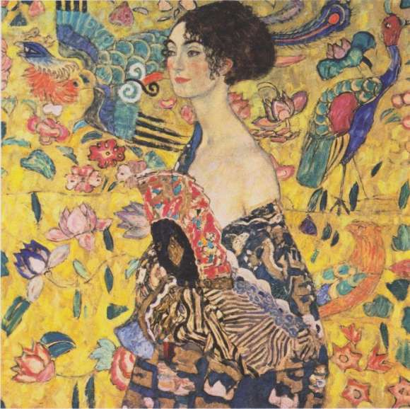 Naklejka Gustav Klimt Dama z wachlarzem